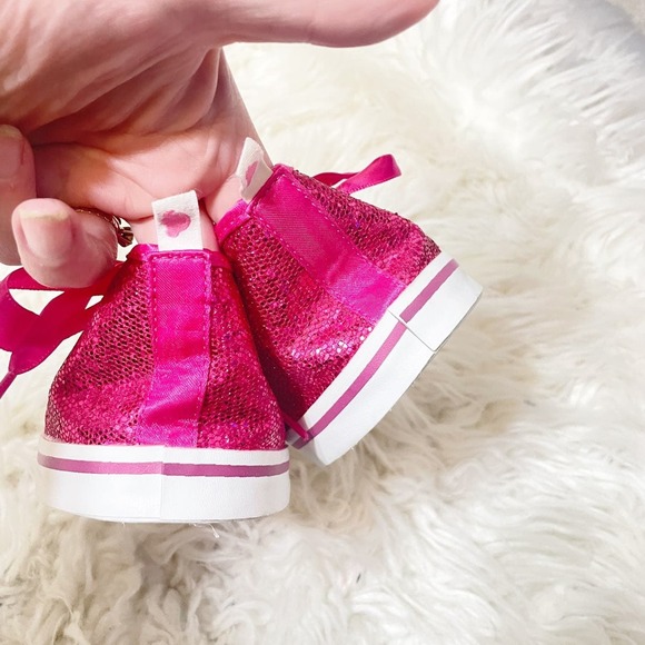 5/$25 Build a Bear Pink Sparkly Lace Up Sneakers - Picture 4 of 5